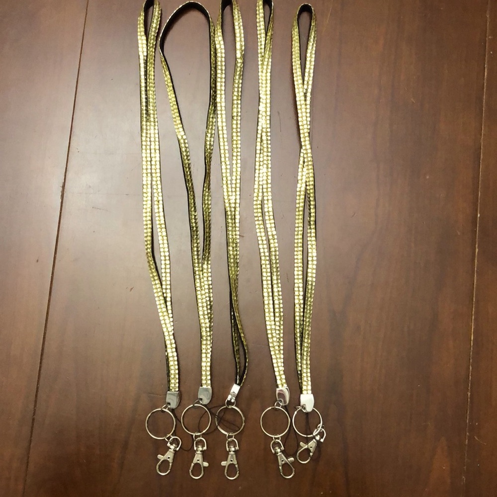 ID lanyard gold rhinestone set bundle